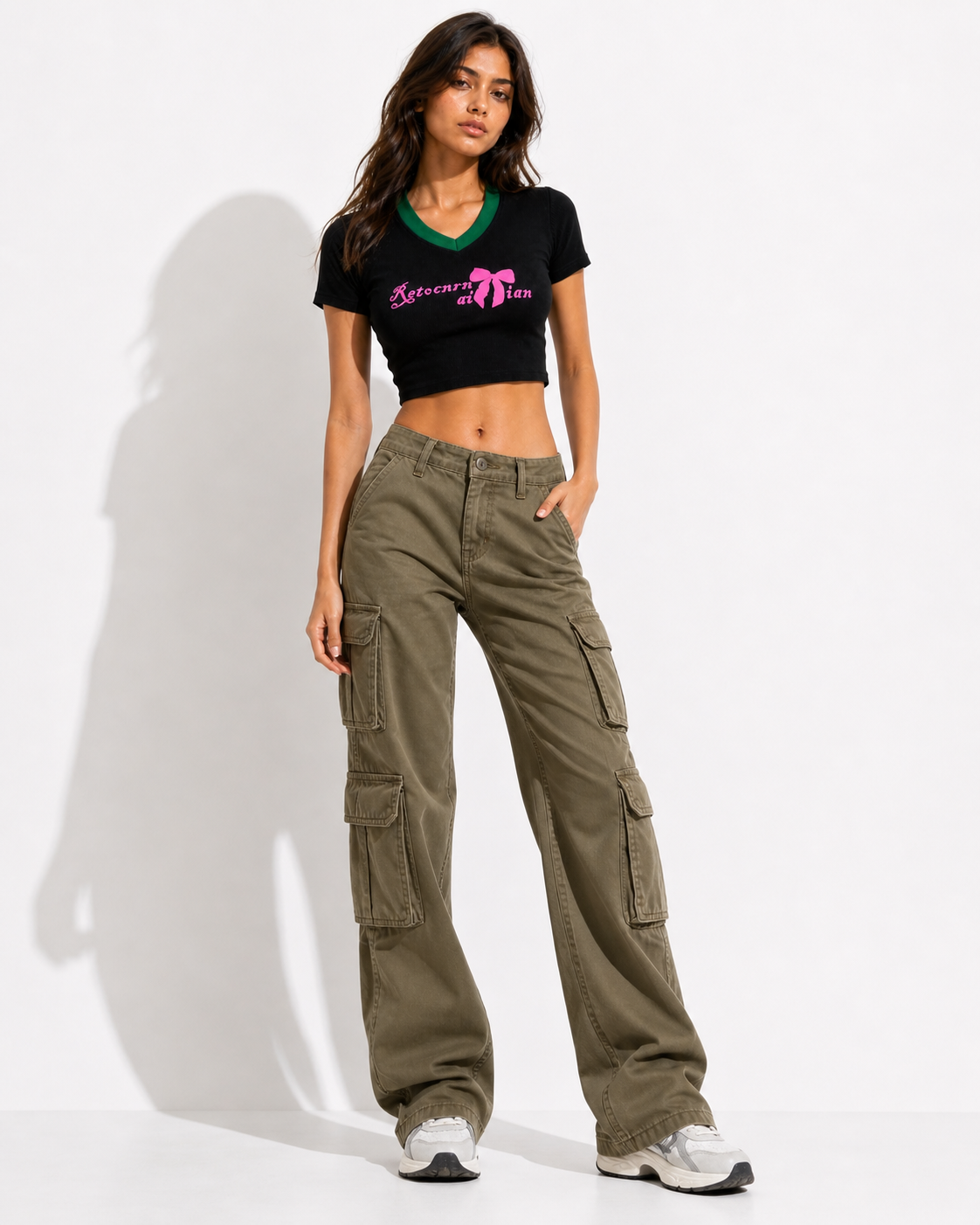 Shorekraft Pink Bow Rib Crop Top
