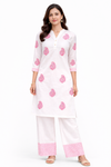 Shorekraft Pink Paisley Cotton Kurta Set for Women