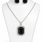 Luxury Emerald Cut Yellow Crystal Pendant Necklace Set for Women
