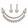 Dual Layer CZ Diamond Drop Necklace Set with Earrings