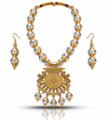 Traditional Gold Tone Beaded Pendant Necklace Set