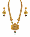 Antique Gold Temple Necklace Set with Earrings for Women