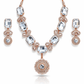 Rose Gold Crystal Necklace Set with Earrings for Women