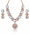 Rose Gold Crystal Necklace Set with Earrings for Women