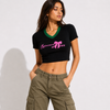 Shorekraft Pink Bow Rib Crop Top
