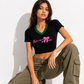 Shorekraft Pink Bow Rib Crop Top
