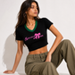 Shorekraft Pink Bow Rib Crop Top