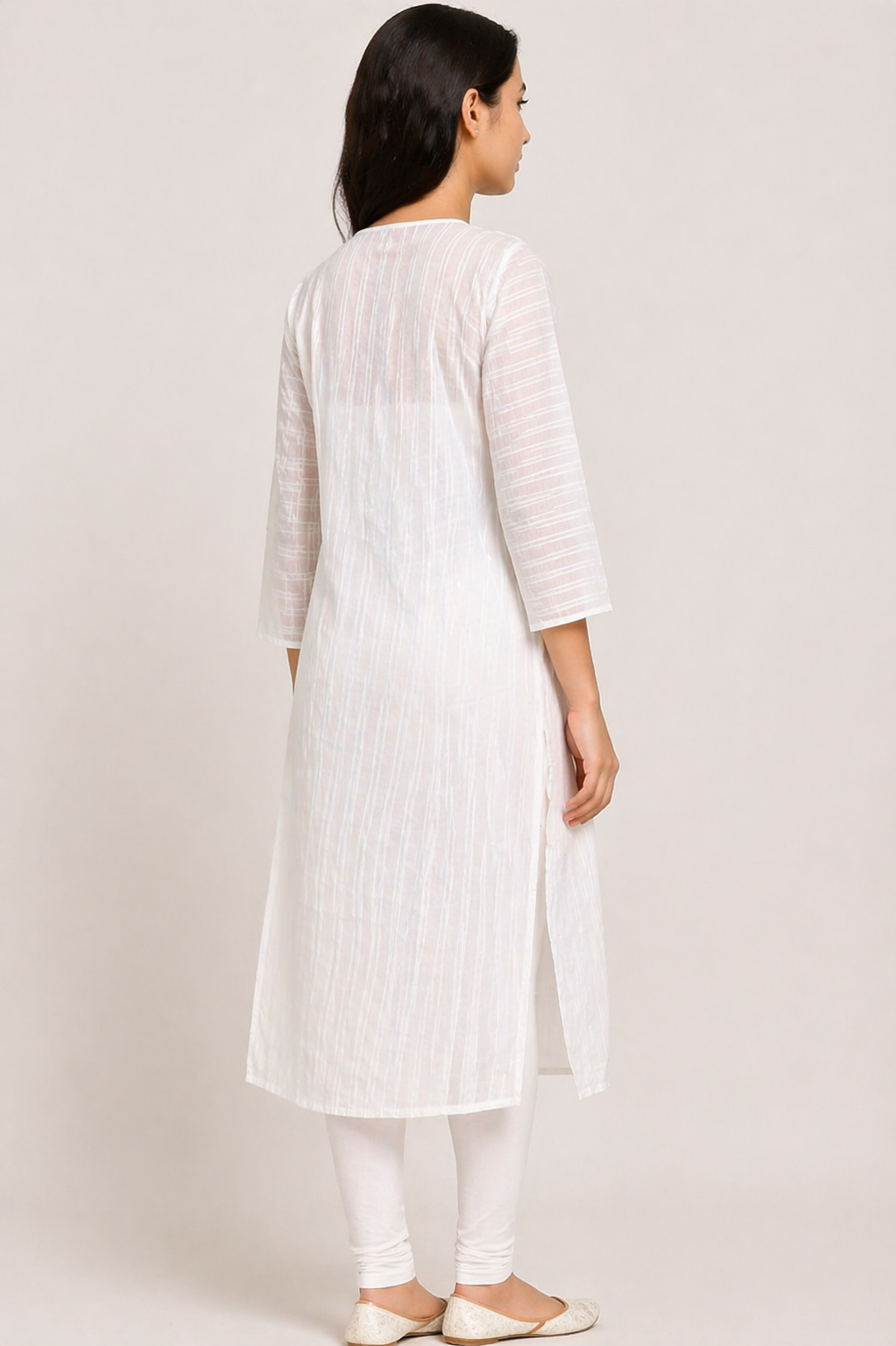 Shorekraft White Chikankari Cotton Kurti