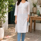 Shorekraft White Chikankari Cotton Kurti