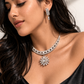 CZ Diamond Sunburst Choker Necklace Set