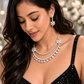 Dual Layer CZ Diamond Drop Necklace Set with Earrings