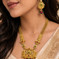 Antique Gold Temple Necklace Set with Earrings for Women