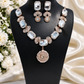 Rose Gold Crystal Necklace Set with Earrings for Women