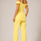 Solea Yellow Belted Co-ord Set for Women Off Shoulder