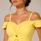 Solea Yellow Belted Co-ord Set for Women Off Shoulder