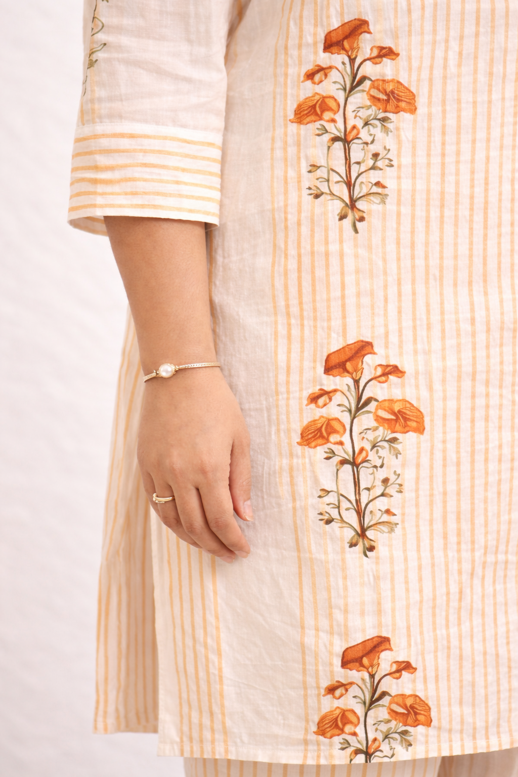 Shorekraft Hand-Painted Cotton Kurta Pant Set for Women