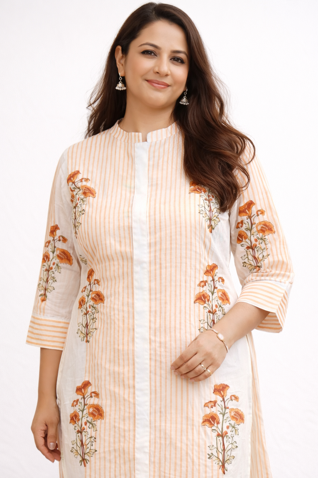 Shorekraft Hand-Painted Cotton Kurta Pant Set for Women