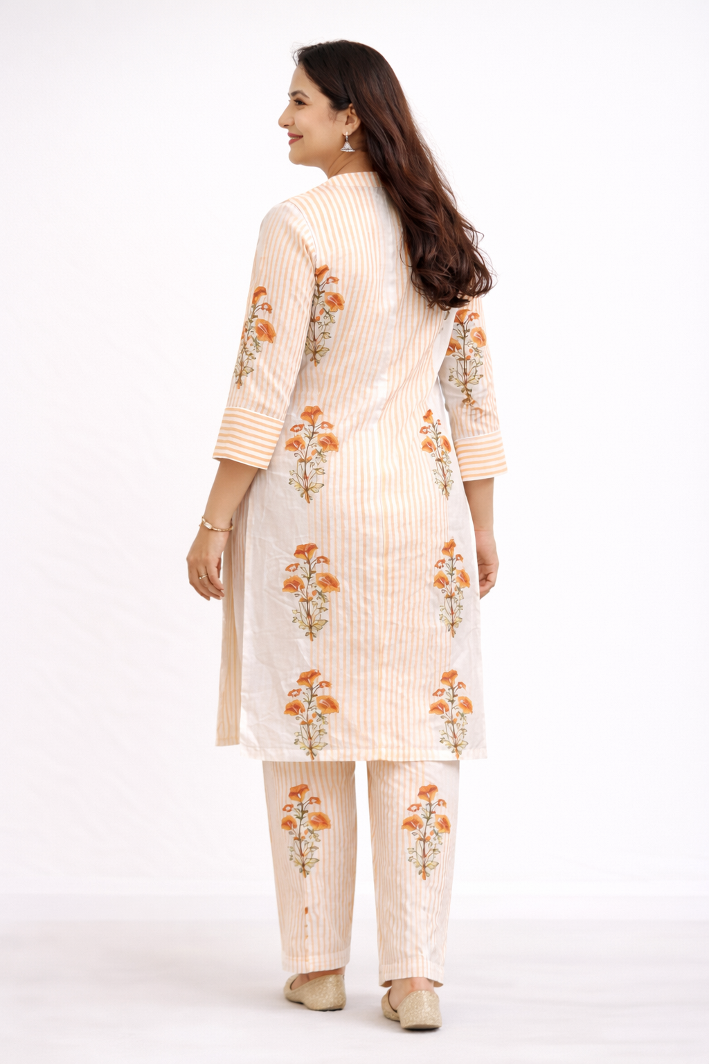 Shorekraft Hand-Painted Cotton Kurta Pant Set for Women