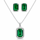 Luxury Emerald Cut Yellow Crystal Pendant Necklace Set for Women
