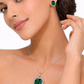 Luxury Emerald Cut Yellow Crystal Pendant Necklace Set for Women