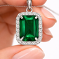 Luxury Emerald Cut Yellow Crystal Pendant Necklace Set for Women