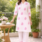 Shorekraft Pink Paisley Cotton Kurta Set for Women