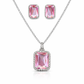Luxury Emerald Cut Yellow Crystal Pendant Necklace Set for Women