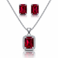 Luxury Emerald Cut Yellow Crystal Pendant Necklace Set for Women