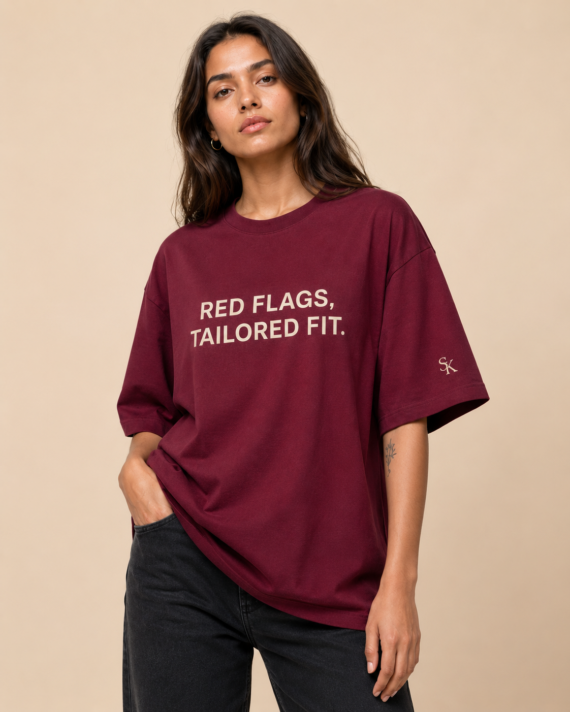Tailored Red Flags Oversized Tee