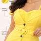 Solea Yellow Belted Co-ord Set for Women Off Shoulder