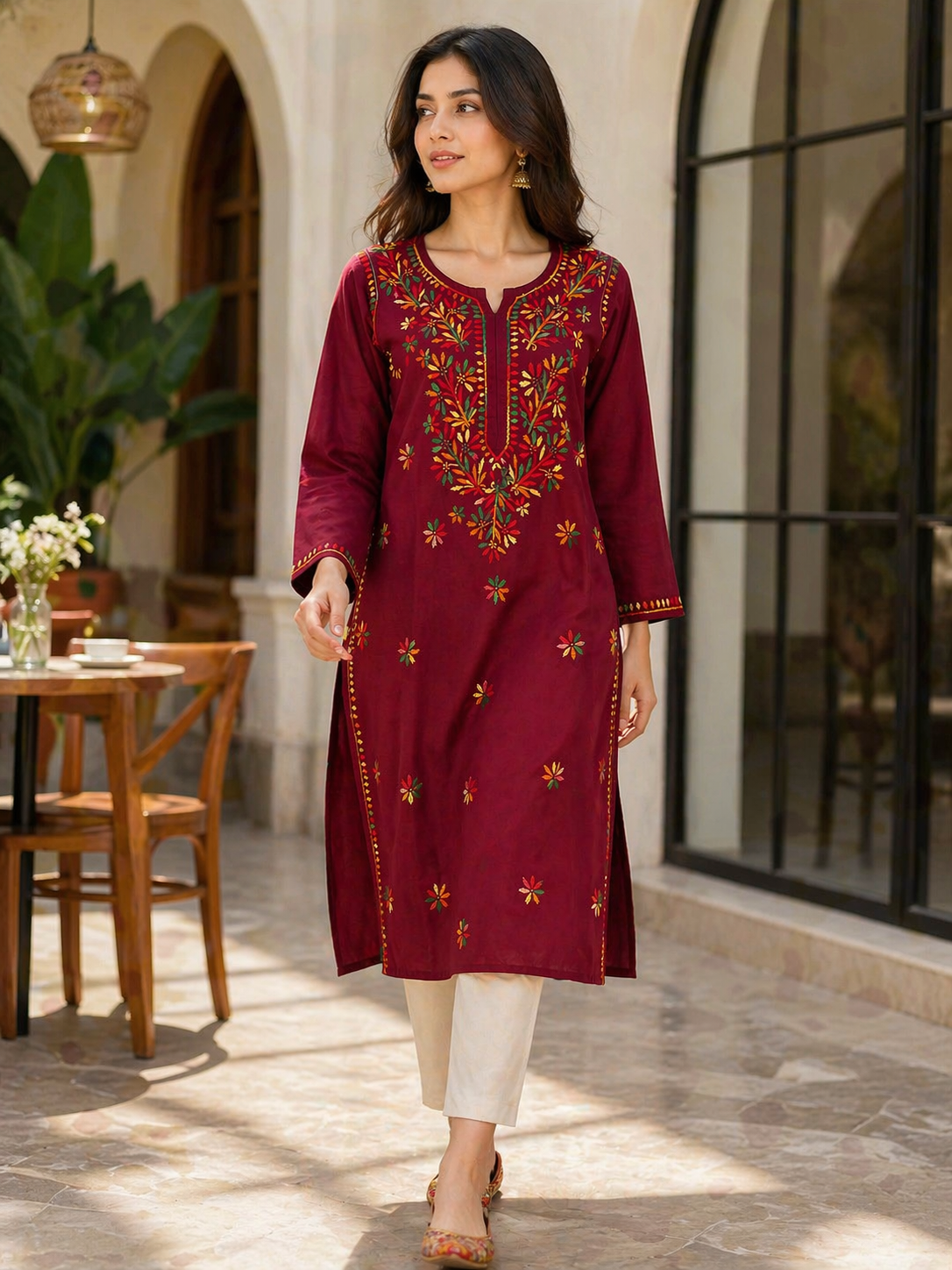 Shorekraft Floral Embroidered Kurti