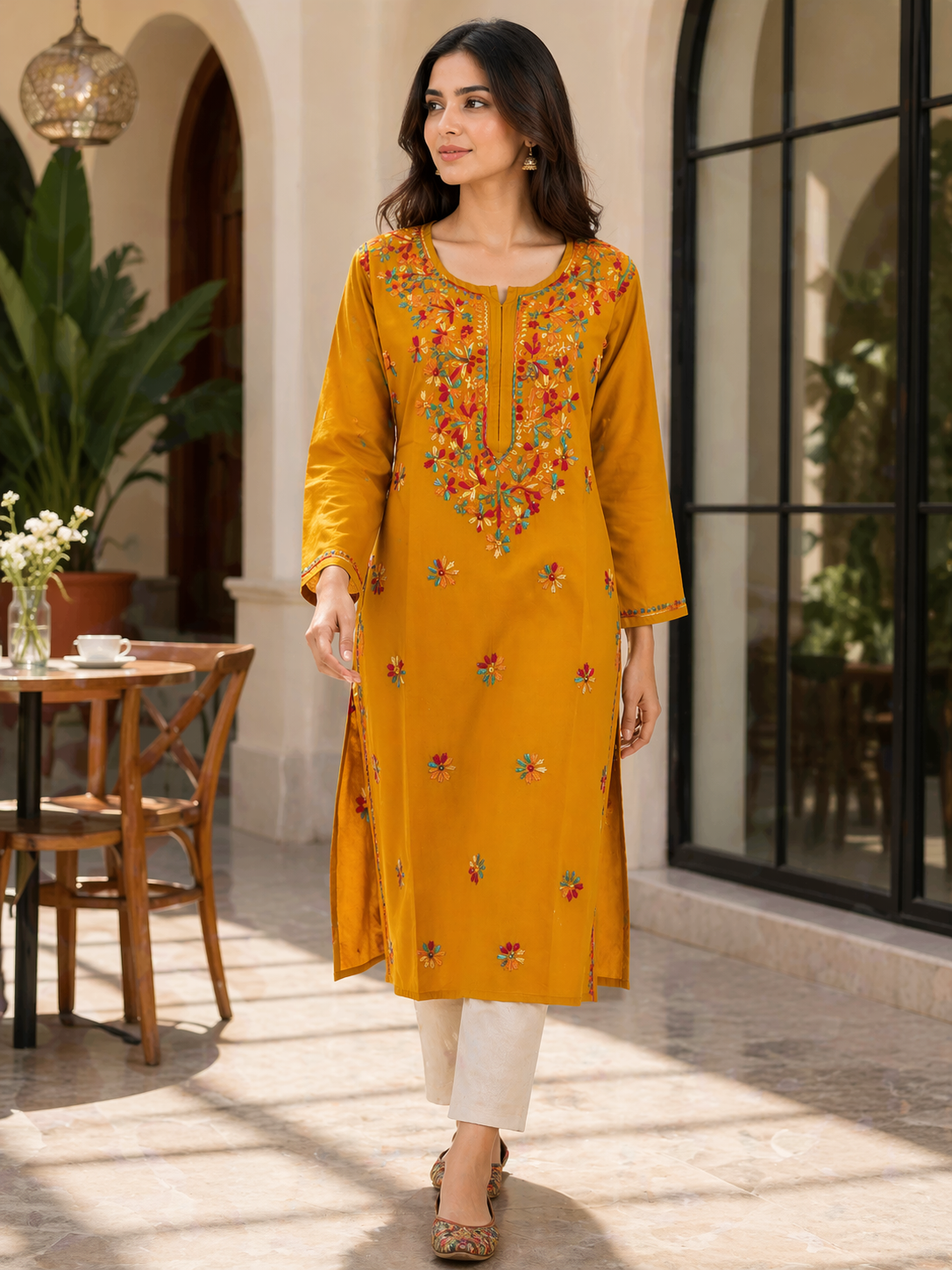 Shorekraft Floral Embroidered Kurti