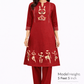 Shorekraft Red Warli Printed Cotton Flex Kurta Set for Women