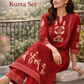 Shorekraft Red Warli Printed Cotton Flex Kurta Set for Women