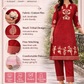 Shorekraft Red Warli Printed Cotton Flex Kurta Set for Women