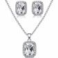 Luxury Emerald Cut Yellow Crystal Pendant Necklace Set for Women