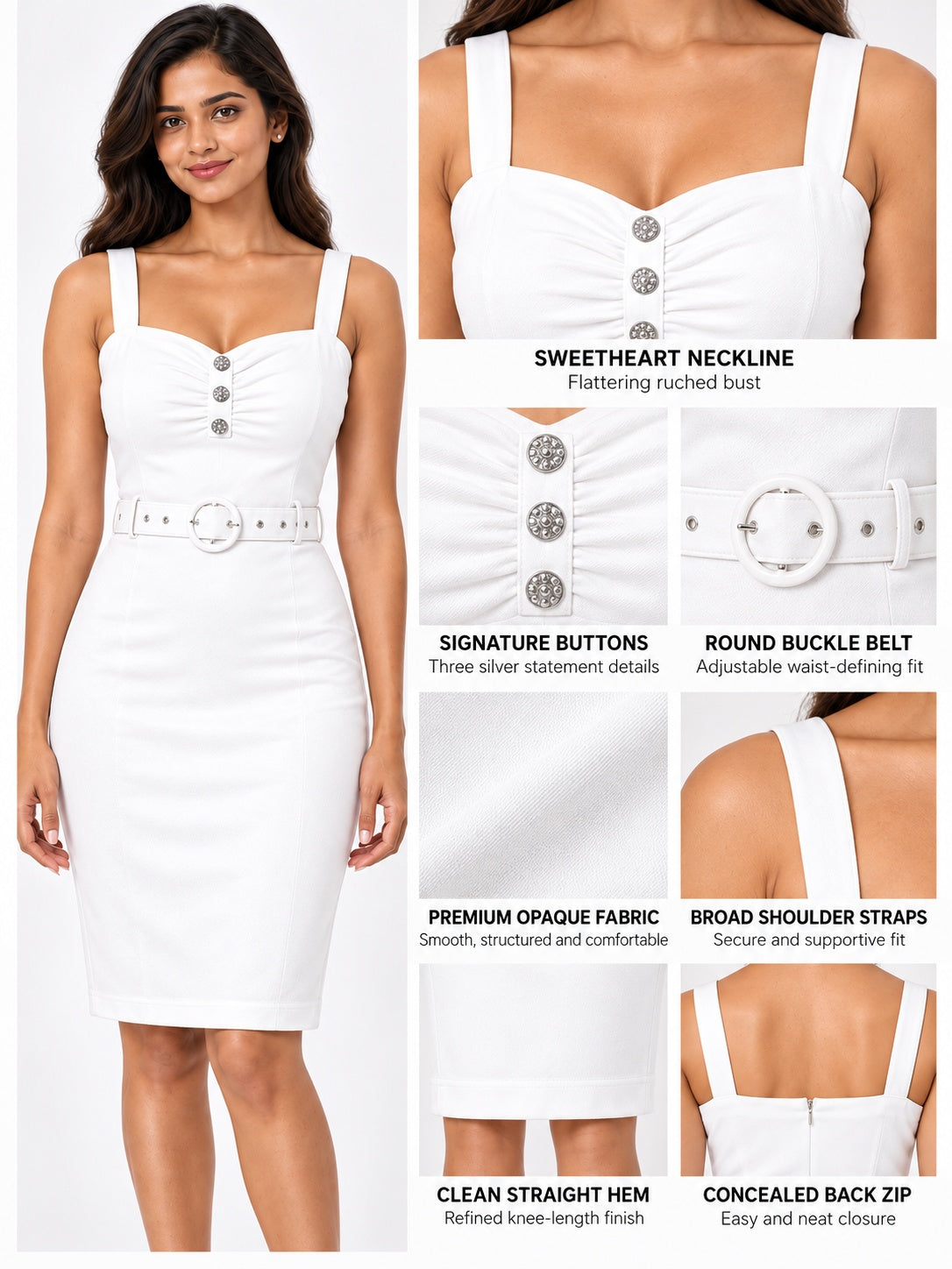 Solea Ivory Belted A-line Mini Dress