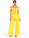 Solea Yellow Belted Co-ord Set for Women Off Shoulder