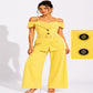 Solea Yellow Belted Co-ord Set for Women Off Shoulder