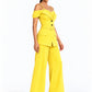 Solea Yellow Belted Co-ord Set for Women Off Shoulder